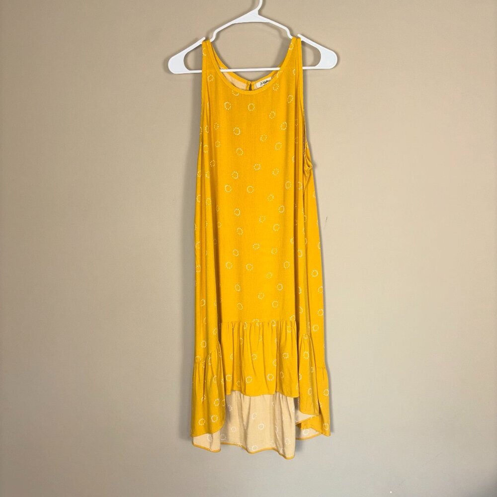 Yellow Sleeveless Dress with Ruffled Hem
